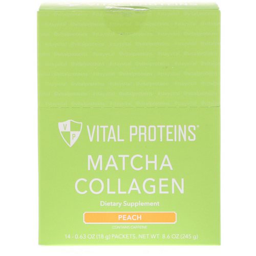 Vital Proteins, Matcha Collagen, Peach, 14 Packets, 0.63 oz (18 g) Each Review