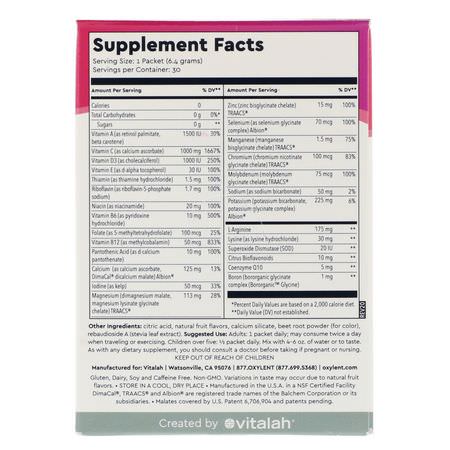 多種維生素, 補品: Vitalah, Oxylent, Multivitamin Supplement Drink, Sparkling Berries, 30 Packets, 0.23 oz (6.4 g) Each
