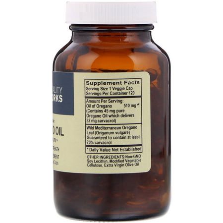 流感, 咳嗽: Vitality Works, Oregano Oil, Carvacrol 70, 120 Liquid Veggie Caps