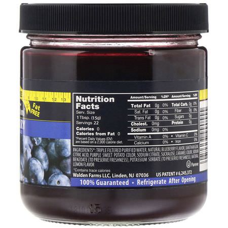 水果醬, 果醬, 果醬: Walden Farms, Blueberry Fruit Spread, 12 oz (340 g)