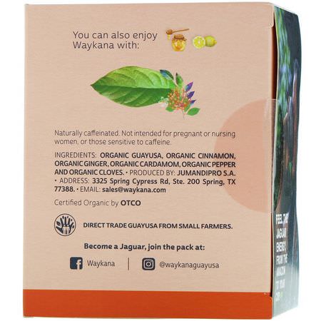 涼茶: Waykana, Amazon Guayusa Tea, Chai Guayusa, 16 Tea Bags, 1.13 oz (32 g)