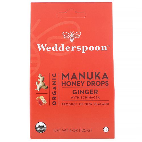 Wedderspoon, Organic Manuka Honey Drops, Ginger with Echinacea, 4 oz (120 g) Review