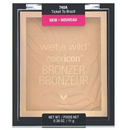 古銅色, 臉部: Wet n Wild, Color Icon Bronzer, Ticket to Brazil, 0.38 oz (11 g)