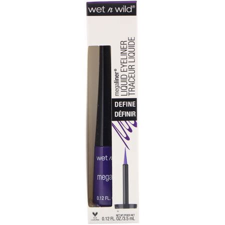 眼線液, 眼睛: Wet n Wild, MegaLiner Liquid Eyeliner, Electric Purple, 0.12 fl oz (3.5 ml)