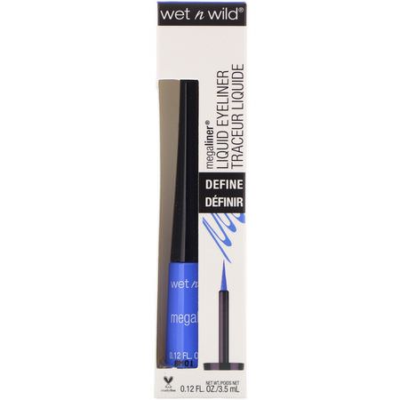 眼線筆, 眼睛: Wet n Wild, MegaLiner Liquid Eyeliner, Voltage Blue, 0.12 fl oz (3.5 ml)