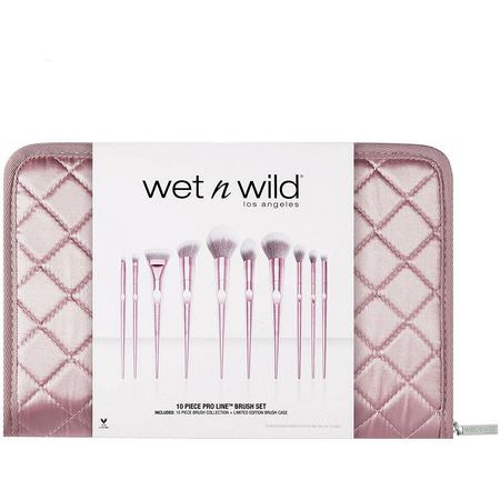 化妝禮品, 化妝刷: Wet n Wild, Pro Line Brush Set, 10 Piece Brush Collection + Limited Edition Brush Case