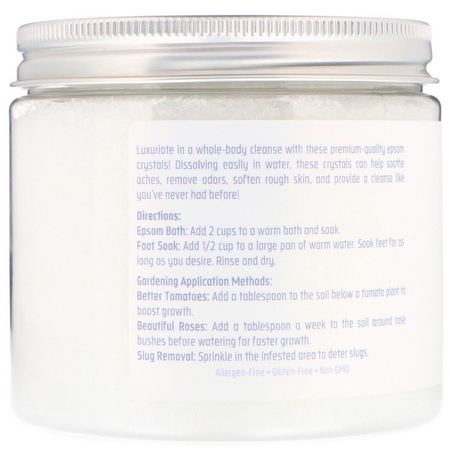 油, 沐浴鹽: White Egret Personal Care, Epsom Salt, Unscented, 16 oz (454 g)