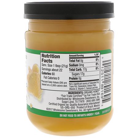 蜂蜜甜甜餅: Wholesome, Organic, Spreadable Raw Unfiltered White Honey, 16 oz (454 g)