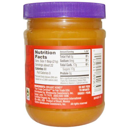 蜂蜜甜甜餅: Wholesome, Organic Raw Honey, 16 oz (454 g)