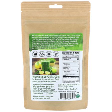 超級食品, 綠色食品: Wilderness Poets, Super Green Juice Powder, 3.5 oz (99 g)