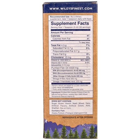 Omega-3魚油, EPA DHA: Wiley's Finest, Wild Alaskan Fish Oil, Orange Burst, 660 mg, 8.4 fl oz. (250 ml)