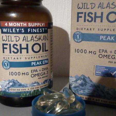 Wiley's Finest, Wild Alaskan Fish Oil, Peak EPA, 1250 mg, 60 Fish Softgels