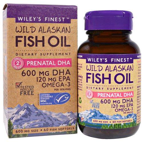 Wiley's Finest, Wild Alaskan Fish Oil, Prenatal DHA, 600 mg, 60 Fish Softgels Review