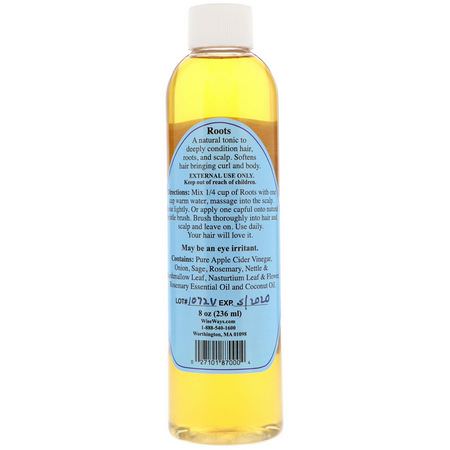 頭皮護理, 頭髮護理: WiseWays Herbals, Roots, Apple Cider Vinegar Hair Rinse, For All Hair, 8 oz (236 ml)