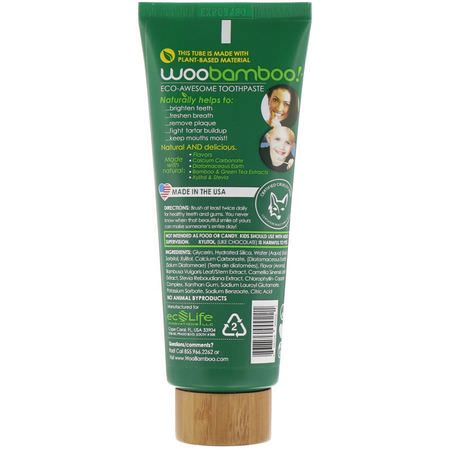 無氟化物, 牙膏: Woobamboo, Eco-Awesome Toothpaste, Fluoride-Free, Vanilla Mint, 4 oz (113 g)
