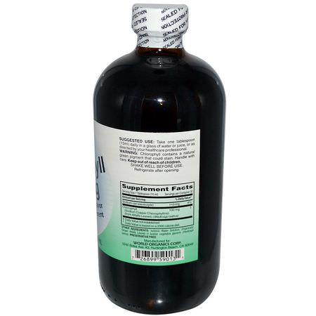 葉綠素, 超級食物: World Organic, Liquid Chlorophyll, 100 mg, 16 fl oz (474 ml)