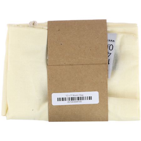 購物袋: Wowe, Certified Organic Cotton Muslin Bag, 1 Bag, 12 in x17 in
