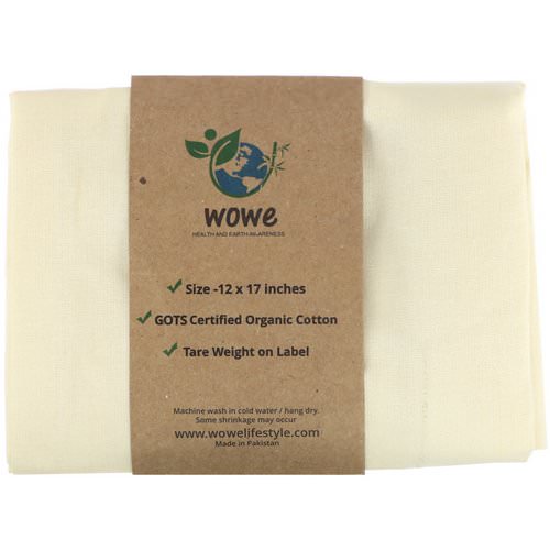 Wowe, Certified Organic Cotton Muslin Bag, 1 Bag, 12 in x17 in Review