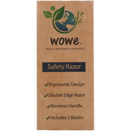 剃刀, 脫毛: Wowe, Double Edge Safety Razor with Bamboo Handle, 1 Razor, 5 Blades