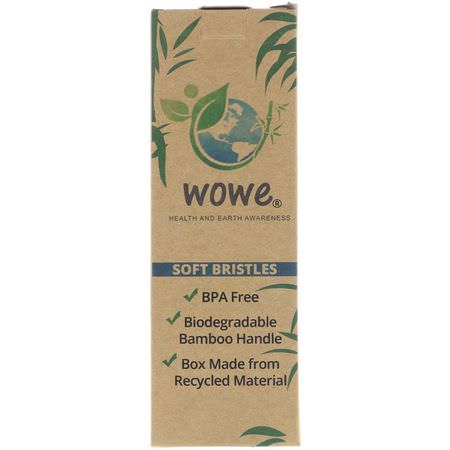 牙刷, 口腔護理: Wowe, Natural Bamboo Toothbrush, Soft Bristles, 4 Pack