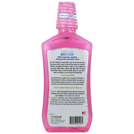 漱口水, 浴缸: Xlear, Kid's Spry Mouth Wash, Enamel Support, Alcohol-Free, Natural Bubble Gum, 16 fl oz (473 ml)