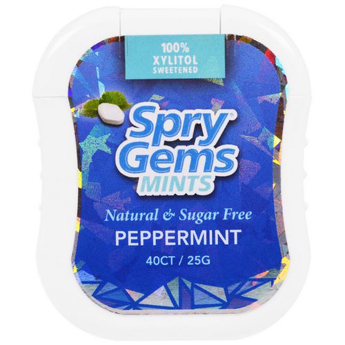 Xlear, Spry Gems, Mints, Peppermint, 40 Count, 25 g Review