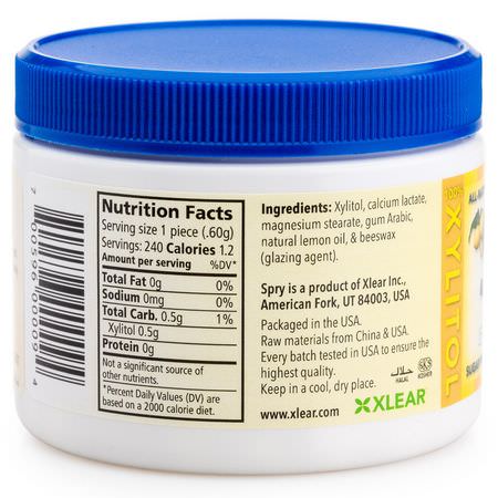 錠劑, 薄荷糖: Xlear, Spry, Lemonburst Mints, Sugar Free, 240 Count, (144 g)
