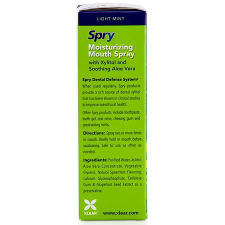 噴霧, 沖洗: Xlear, Spry, Moisturizing Mouth Spray, Light Mint, 2 Pack, 4.5 fl oz (134 ml)