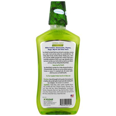 噴霧, 沖洗: Xlear, Spry Mouth Wash, Healing Blend, Alcohol-Free, Natural Herbal Mint, 16 fl oz (473 ml)