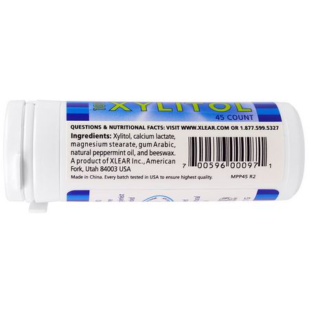 錠劑, 薄荷糖: Xlear, Spry Power Peppermints, 45 Count, 25 g