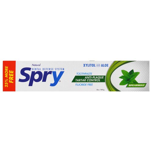 Xlear, Spry Toothpaste, Anti-Plaque Tartar Control, Fluoride Free, Natural Spearmint, 5 oz (141 g) Review