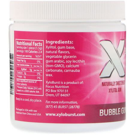 口香糖, 錠劑: Xyloburst, Xylitol Chewing Gum, Bubble Gum, 100 Pieces, 5.29 oz (150 g)