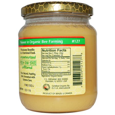 蜂蜜甜品: Y.S. Eco Bee Farms, 100% Certified Organic Raw Honey, 1.0 lb (454 g)