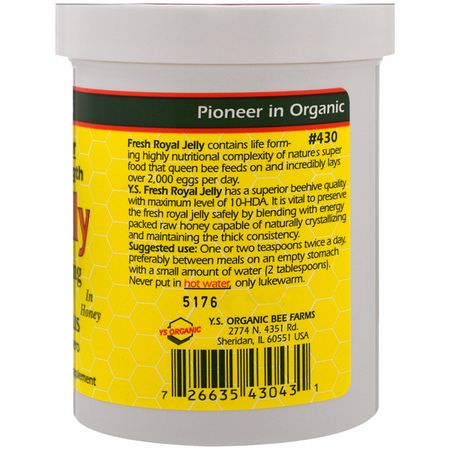 蜂王漿, 蜂產品: Y.S. Eco Bee Farms, Royal Jelly in Honey, 625 mg, 11.5 oz (326 g)