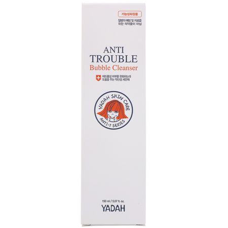 清潔劑, 洗面奶: Yadah, Anti Trouble Bubble Cleanser, 5.07 fl oz (150 ml)