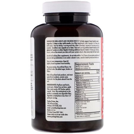 纖維, 消化: Yerba Prima, Soluble Fiber Caps, 625 mg, 180 Capsules