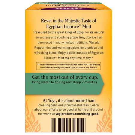 薄荷茶, 歐亞甘草茶: Yogi Tea, Egyptian Licorice Mint, Caffeine Free, 16 Tea Bags, 1.12 oz (32 g)