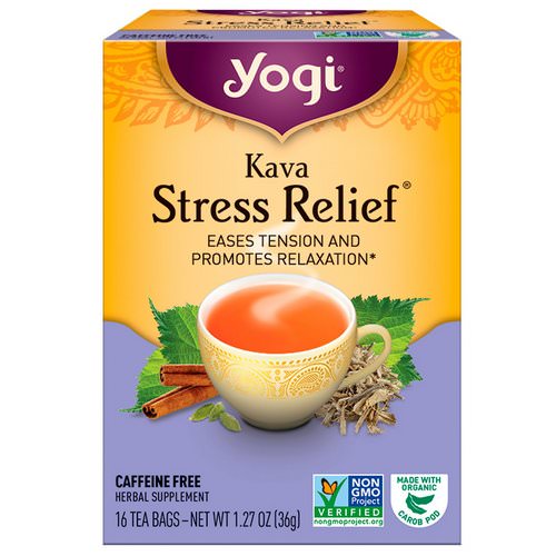 Yogi Tea, Kava Stress Relief, Caffeine Free, 16 Tea Bags, 1.27 oz (36 g) Review