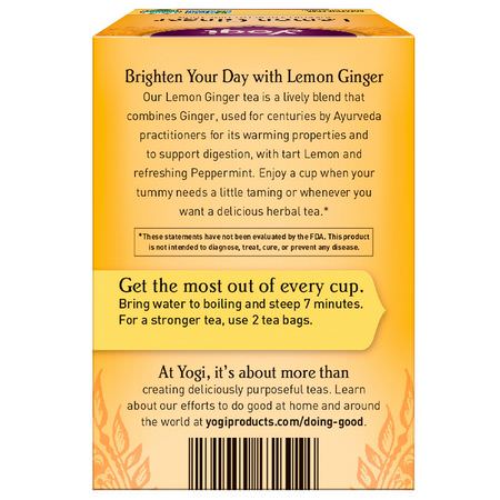 水果茶, 藥用茶: Yogi Tea, Lemon Ginger, Caffeine Free, 16 Tea Bags, 1.27 oz (36 g)