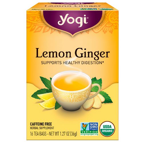 Yogi Tea, Lemon Ginger, Caffeine Free, 16 Tea Bags, 1.27 oz (36 g) Review