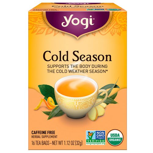 Yogi Tea, Organic, Cold Season, Caffeine Free, 16 Tea Bags, 1.12 oz (32 g) Review