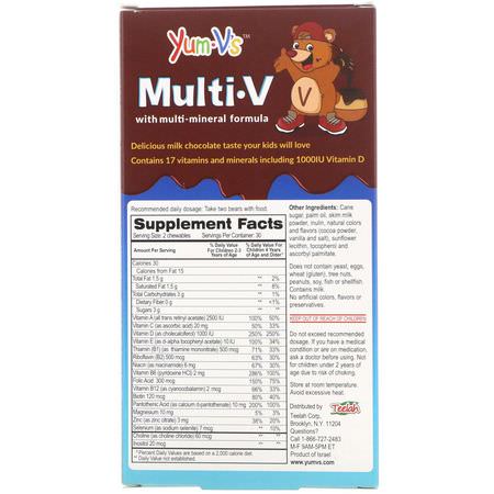 兒童多種維生素, 健康: YumV's, Multi V with Multi-Mineral Formula, Milk Chocolate Flavor, 60 Bears