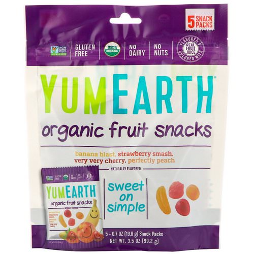 YumEarth, Organic Fruit Snacks, 5 Packs, 0.7 oz (19.8 g) Each Review