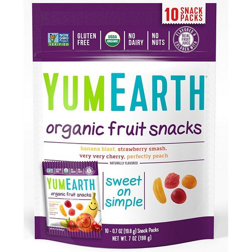 YumEarth, Organic Fruit Snacks, Original, 10 Packs, 0.7 oz (19.8 g) Each Review
