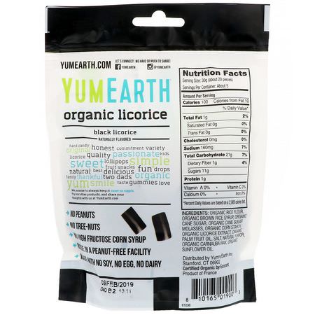 糖果, 巧克力: YumEarth, Organic Licorice, Black, 5 oz (142 g)