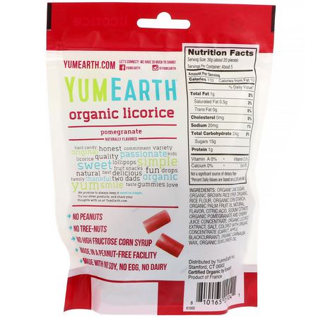 糖果, 巧克力: YumEarth, Organic Licorice, Pomegranate, 5 oz (142 g)