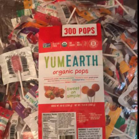 YumEarth, Organic Pops, Assorted Fruits Flavors, 300 Pops, 5 lbs (2268 g)