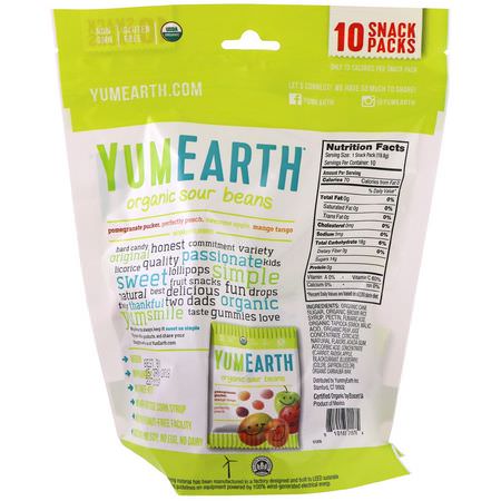 糖果, 巧克力: YumEarth, Organic Sour Beans, Assorted Flavors, 10 Snack Packs, 0.7 oz (19.8 g) Each