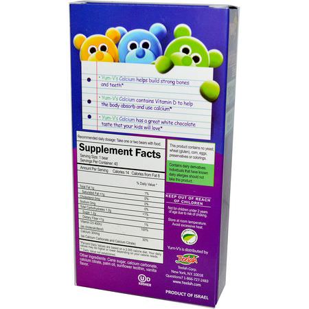 兒童鈣, 兒童健康: YumV's, Calcium Plus D, White Chocolate Flavor, 40 Bears