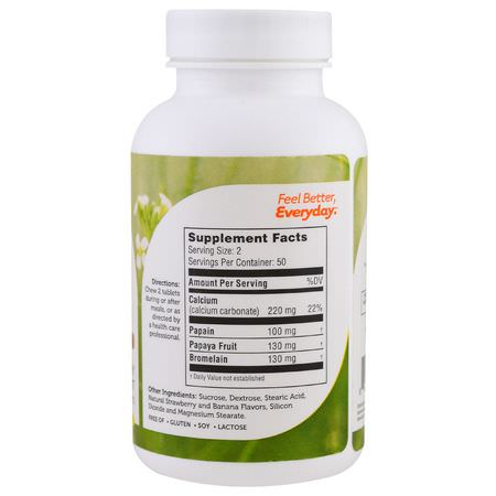 反流緩解, 消化酶: Zahler, AfterMeals, Effective Antiacid and Digestive Aid, 100 Chewable Tablets